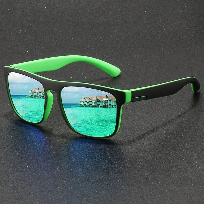 Green Lenses Vintage Style Square Sports Anti-Glare UV400 Sunglasses On Sale