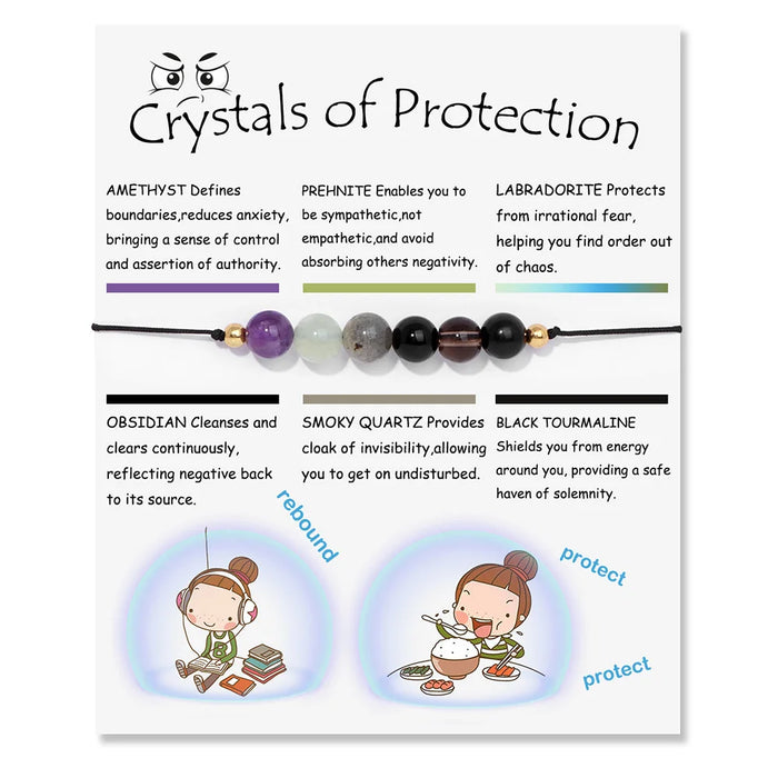 Smooth Round Natural Gem Stone Energy Bracelets for Home Balance On Sale – Amethyst, Obsidian, Smoky Quartz, Obsidian, Labradorite, Black Tourmaline