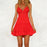 Red Spaghetti Strap Backless Lace Bowtie Dresses On Sale