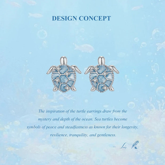 925 Sterling Silver Ocean Marine Life Theme Blue Sea Turtle Stud Earrings Collection On Sale