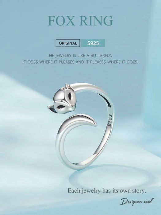 925 Sterling Silver Fox Open Rings On Sale
