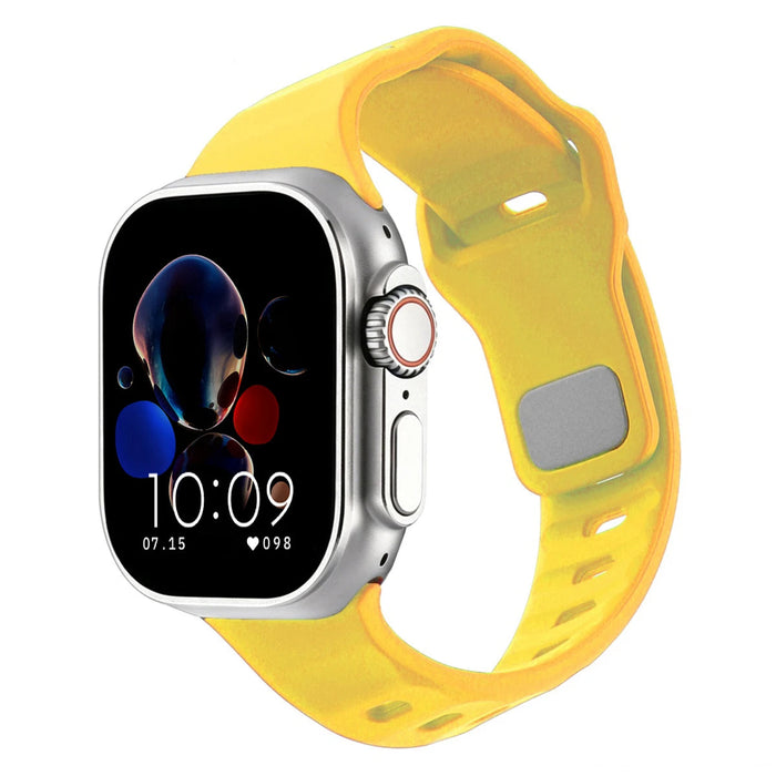 Yellow Irregular Shape Adjustable Silicone Sporty Watch Band Compatible with Apple Watch 38mm–49mm On Sale | Replacement Watch Band Compatible with Apple Watch Series 1–11, SE & Ultra 