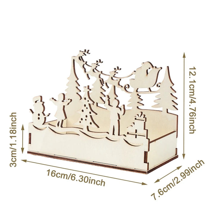 Winter Wonderland Candle Holder DIY Wooden Christmas Desktop Ornaments Home Decoration On Sale