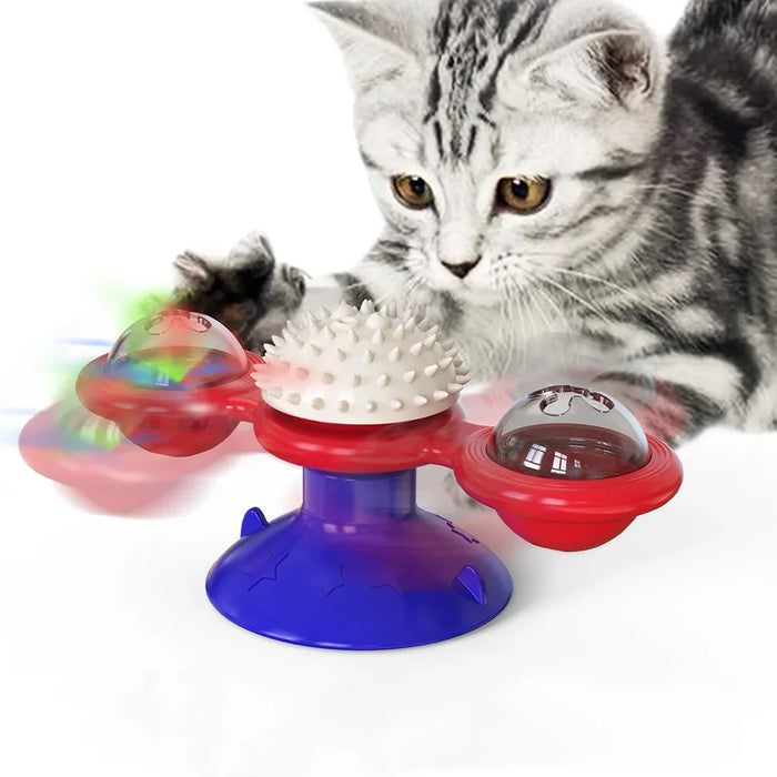 Red Turn The Windmill Interactive Cat Game Toy On Sale