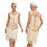 1920s Vintage Gatsby Style Beige Sequin Fringed Flapper Cocktail Party Dress on Sale