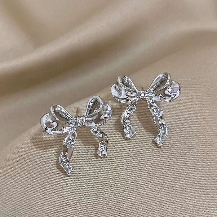 Big Ribbon Bow Style Elegant Stud Earrings on Sale