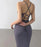 Dark Grey Sexy Rope Lacing Back Casual Bandage Bodycon Long Dress On Sale