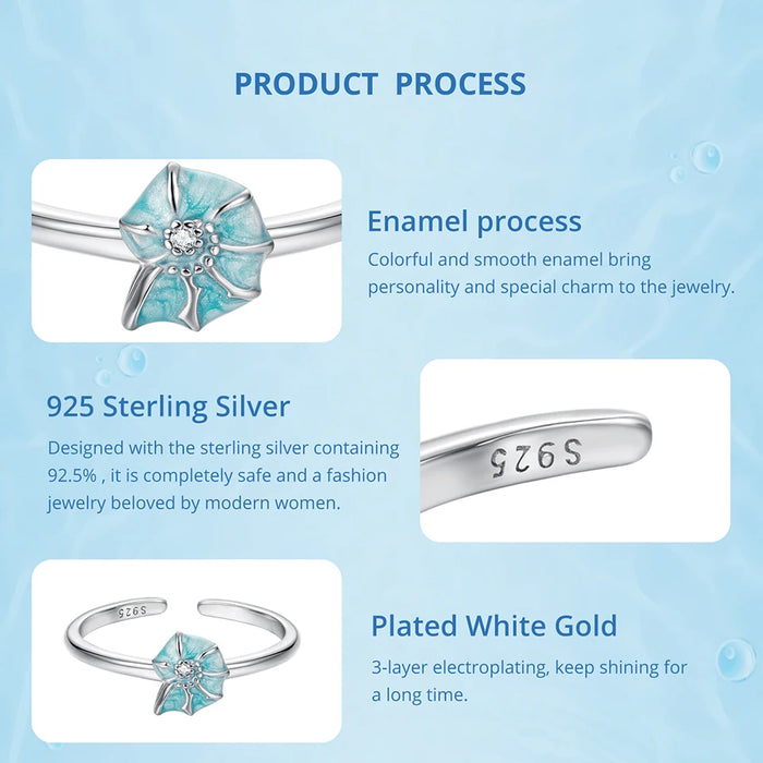 925 Sterling Silver Ocean Marine Life Seashell Theme Open Rings Collection On Sale