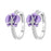 925 Sterling Silver Flower Design Hoop Earrings - Purple Enamel Butterfly Orchid On Sale