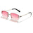 Gold Red Mirror Classic Rectangular Rimless Sunglasses On Sale