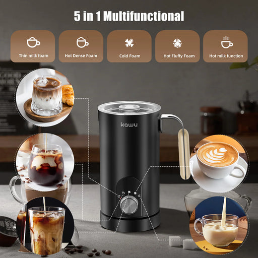 5-in-1 Multifunctional Smart Milk Frother & Foam Maker – Hot & Cold Foam with Quiet Operation On Sale