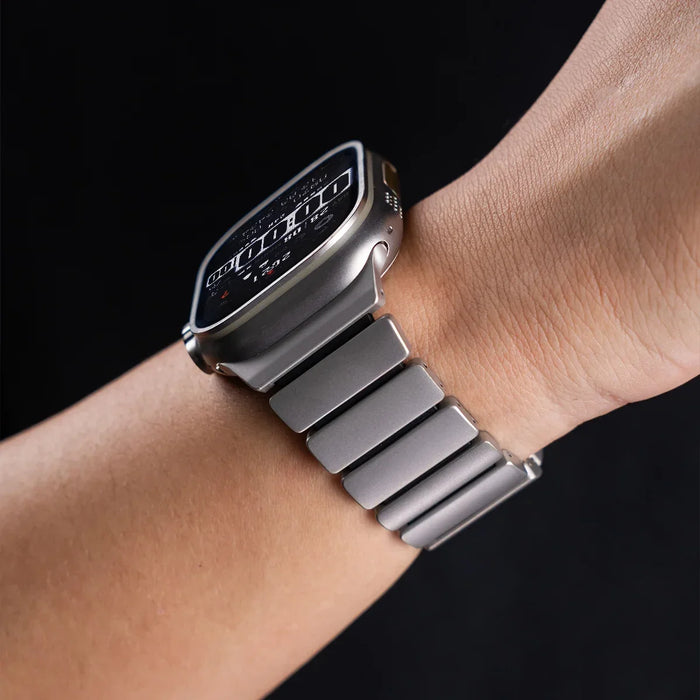 Luminous Magnetic Titanium-style Watch Band Compatible With Apple Watch Series On Sale