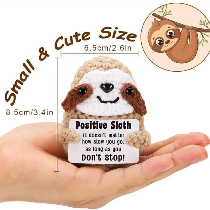 Handmade Positive Message Cute Upbeat Sloth Crochet Plush Dolls For Desktop And Home Decor On Sale