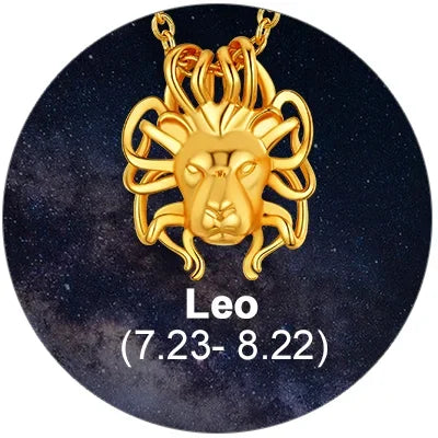 12 Horoscope Leo Zodiac 18K Gold Plated 3D Charm Pendant Necklaces On Sale