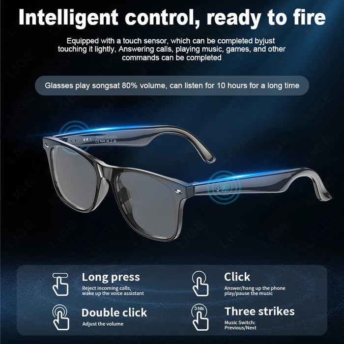 Smart Glasses Wireless Bluetooth Call Built-In Mic Speakers Sunglasses On Sale