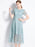 Elegant Vintage Style Green Lace Hollow Out Short Sleeve Long Dress On Sale