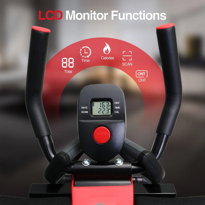 Height Adjustable Foldable Ab Exercise Machine with LCD Monitor, Dual Track Core Trainer for Home Gym On Sale