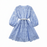 Blue Elegant Vintage French Embroidery Lace Style Long Lantern Sleeves Shirt Dress On Sale