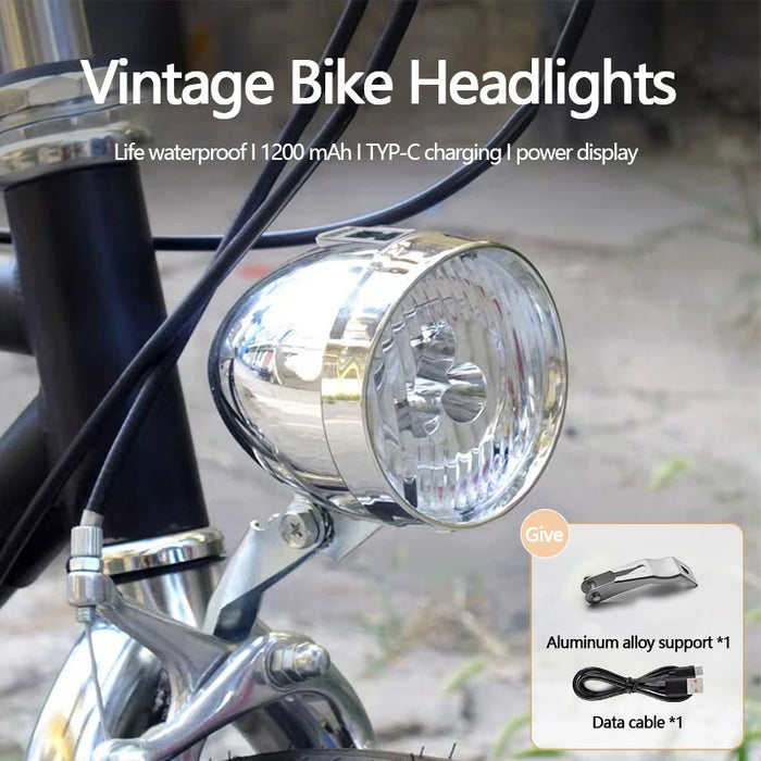 Waterproof Vintage Style Bike Headlights - Rechargeable Or Battery Options On Sale