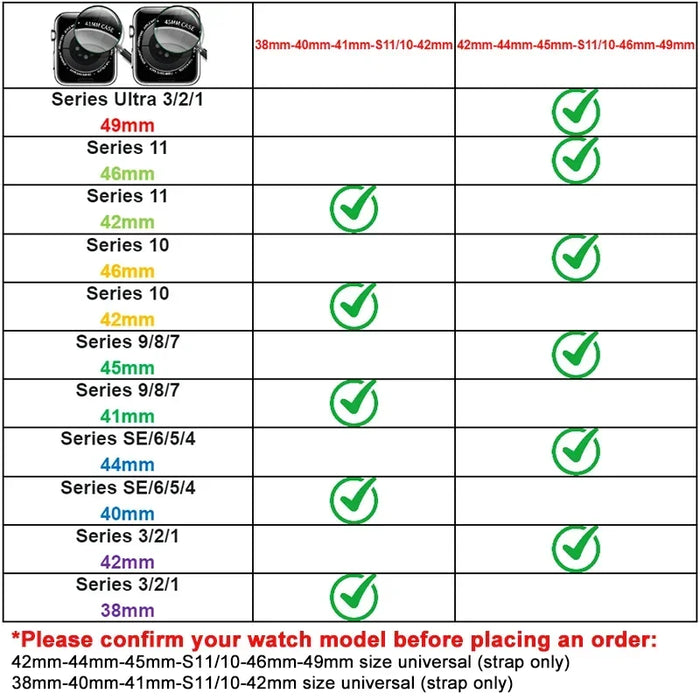 Size of Two-Tone Irregular Shape Adjustable Silicone Sporty Watch Band Compatible with Apple Watch 38mm–49mm, Series 1–11, SE & Ultra 