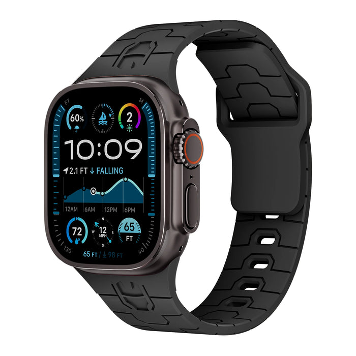 Superhero Style Black Silicone Sport Straps For Apple Watch Series 49mm, 46mm, 45mm, 44mm, 42mm, 41mm, 40mm, 38mm On Sale