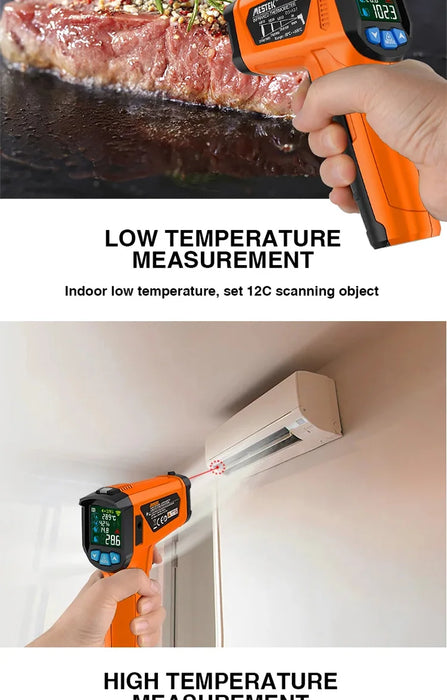 Handheld Non Contact Digital Infrared Thermometer Laser Point Temperature Reader With Humidity and Dew Point Display On Sale