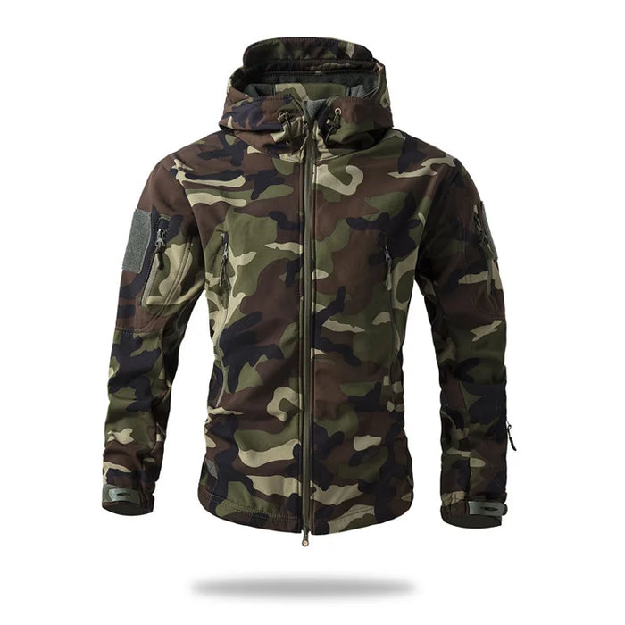 Multi-Color Men’s Waterproof Softshell Jacket with Fleece Lining – Hooded Outdoor Camouflage Coat On Sale