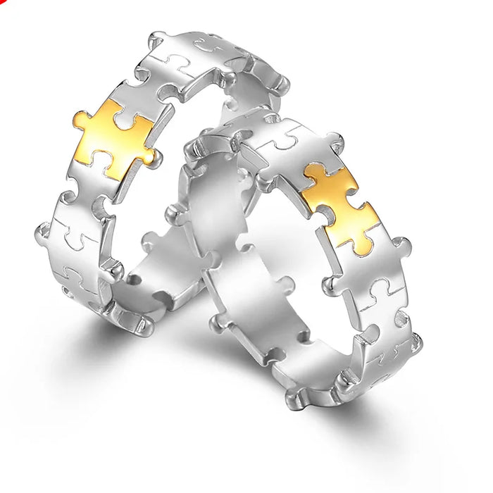Puzzle Stainless Steel Stackable Couples Rings On Sale