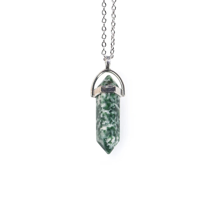 Natural Quartz Crystal Hexagonal Pillar Bullet Pendant Necklaces On Sale
