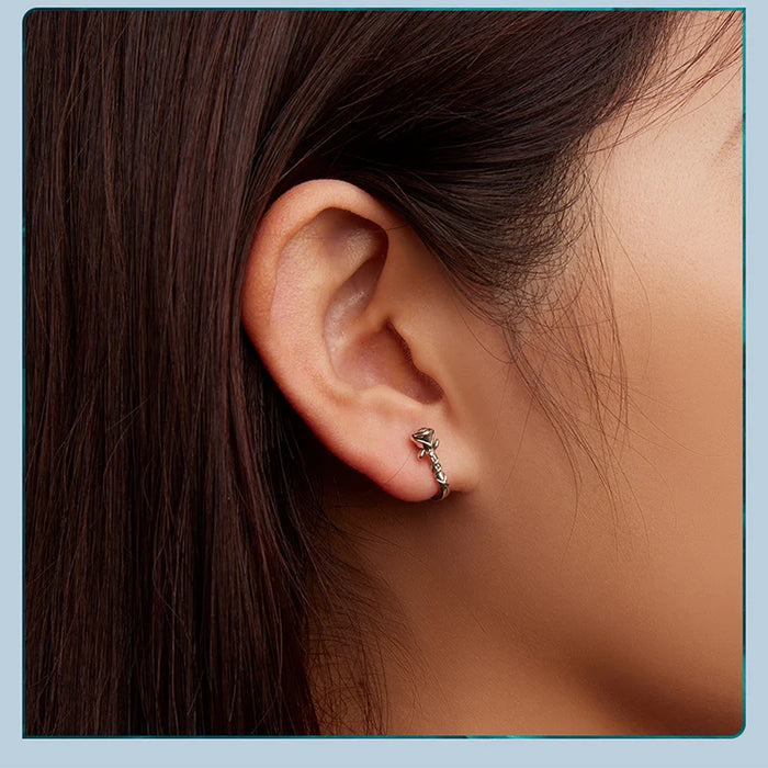 925 Sterling Silver Rose Vine Hoop Earrings On Sale