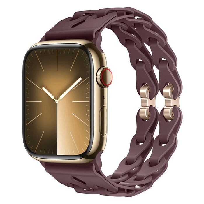 Smoky Purple Bike Chain Link Silicone Watch Band for Apple Watch Compatible Models 38mm - 49mm On Sale