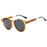 Light Brown Grey Retro Round UV400 Oculus Sunglasses