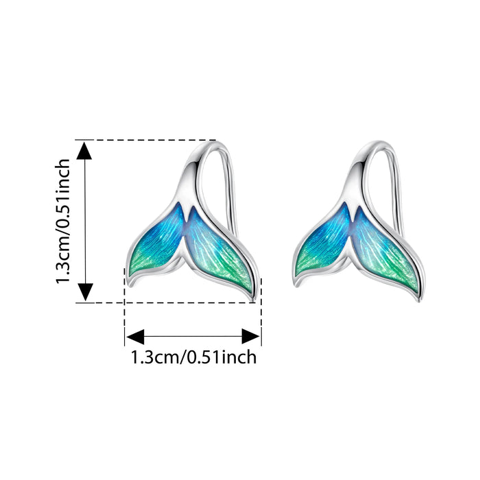 925 Sterling Silver White Gold Plated Enamel Whale Earrings On Sale
