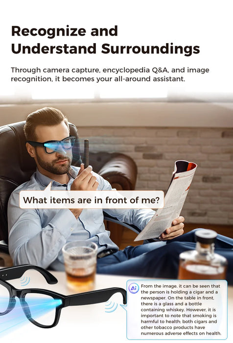 AI Smart Eyewear With Touch Control And Charging Case For Photo, Music, Calls, Hands-free video and Audio Recording On Sale