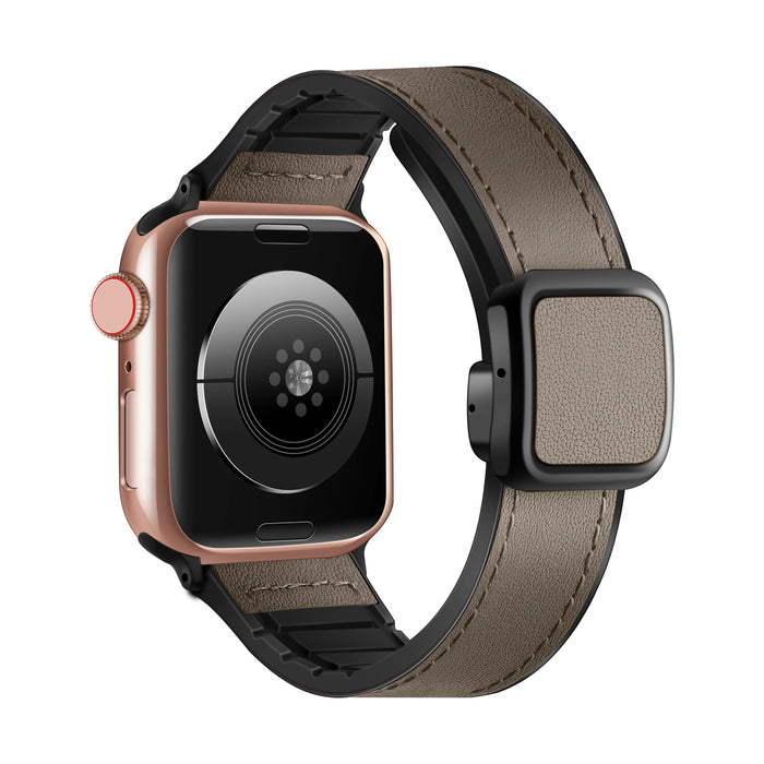 Brown Modern Magnetic Buckle Genuine Cow Leather Apple Watch Band For Apple Watch Series On Sale