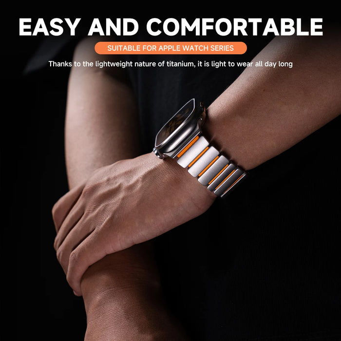 Luminous Magnetic Titanium-style Watch Band Compatible With Apple Watch Series On Sale