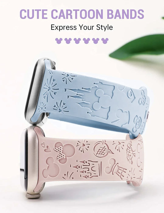 Disney Mickey Mouse Castle Theme Design Silicone Apple Watch Band On Sale