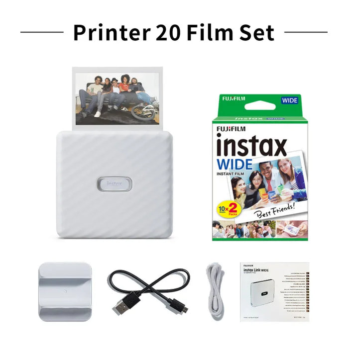 Fujifilm Instax Link WIDE Bluetooth Instant Photo Printer For Instax Mini Film – Portable Smartphone Printer (White) With 20 Sheets Instax WIDE  Films On Sale