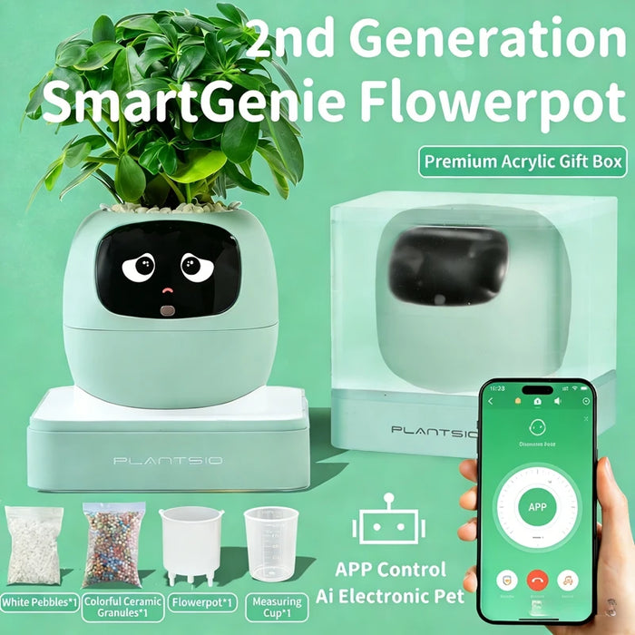 Smart Indoor Plant Pot with Wi-Fi App Monitoring, LCD Expression Display & USB-C Rechargeable Planter On Sale