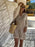 Khaki Crochet Knitted Tunic Cover Up Bikini Beach Dress On Sale