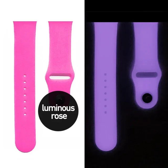 Luminous Rose Pink Glow In The Dark Silicone iWatch Bracelet For Apple Watch On Sale
