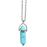 Natural Blue Turquoise Quartz Crystal Hexagonal Pillar Bullet Pendant Necklaces On Sale