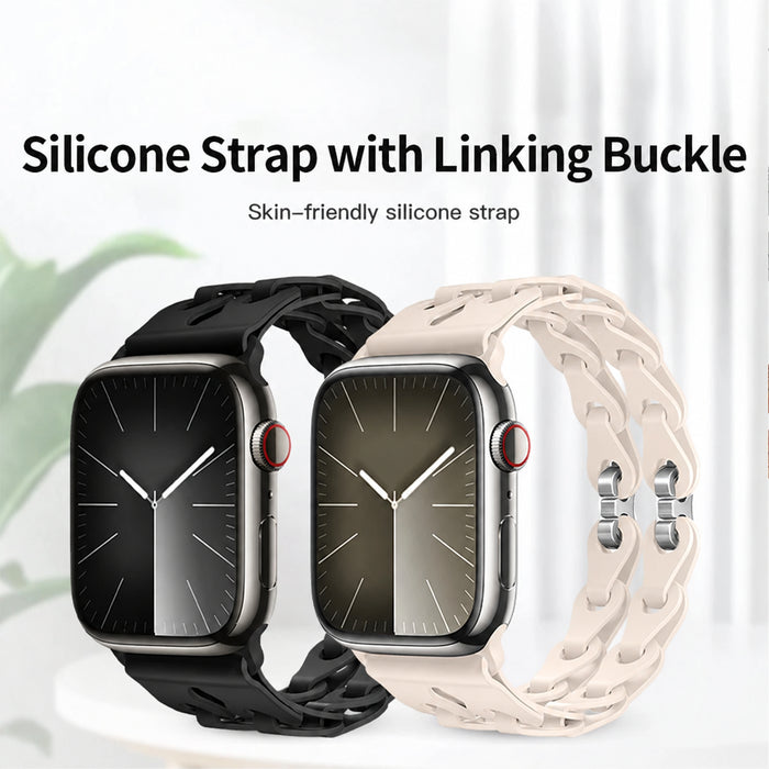 Bike Chain Link Silicone Watch Band for Apple Watch Compatible Models 38mm - 49mm On Sale