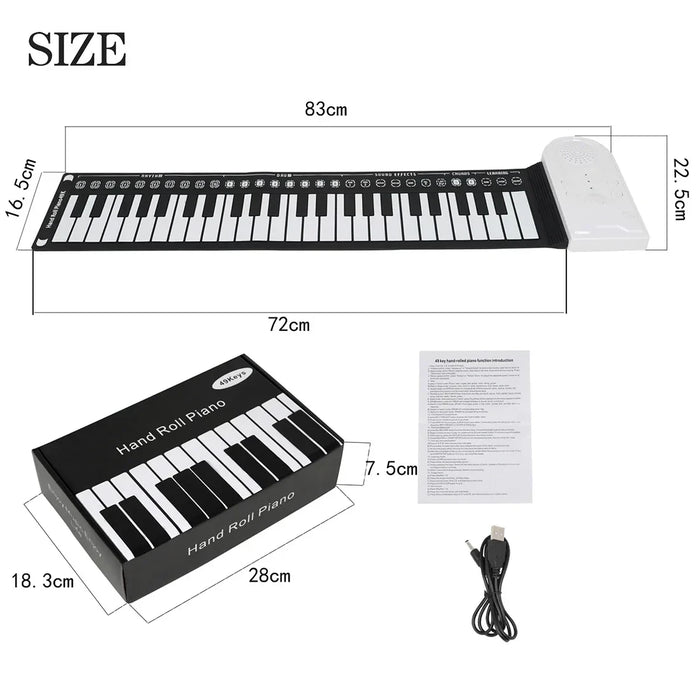 Size Of 49 Keys Foldable Roll-up Digital Piano