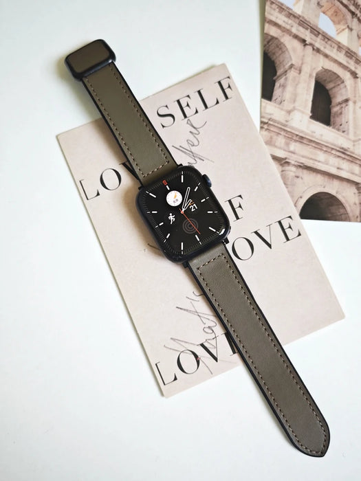 Modern Magnetic Buckle Genuine Cow Leather Apple Watch Band For Apple Watch Series On Sale