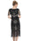 1920s Gatsby Style V-Neck Petal Sleeves Black With Gold Embroidery Sequin Fringe Flapper Midi Dress On Sale