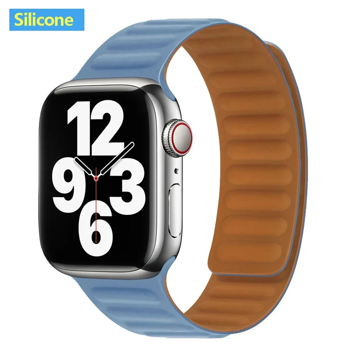 Misty Blue Silicone Link Magnetic Loop Apple Watch Band On Sale