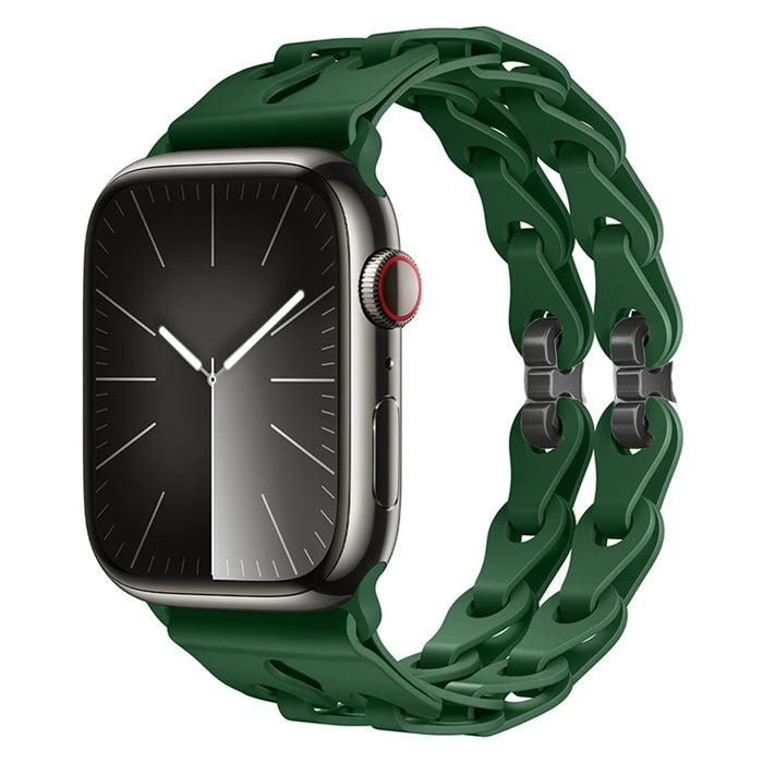 Green Bike Chain Link Silicone Watch Band for Apple Watch Compatible Models 38mm - 49mm On Sale