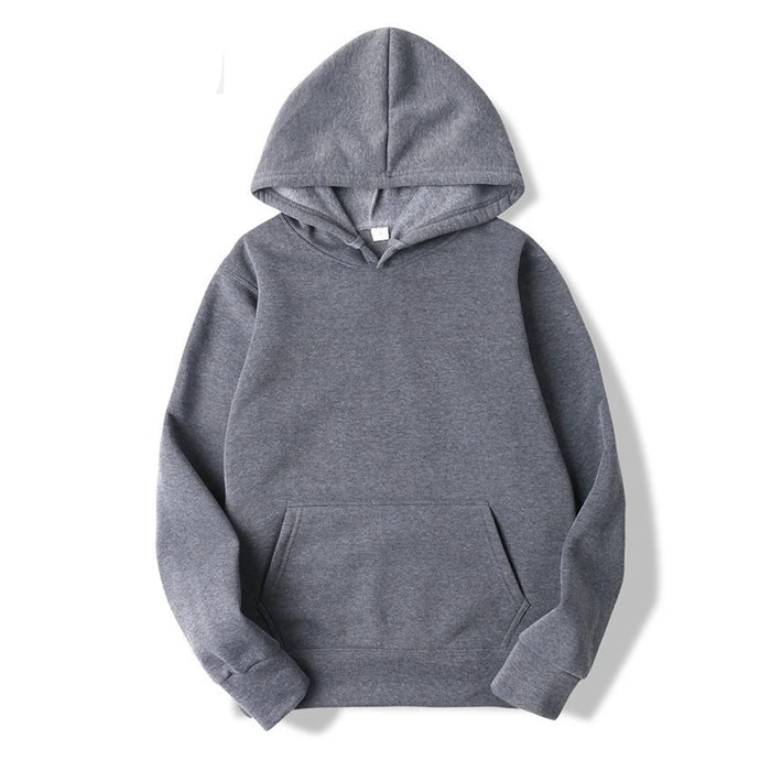 Super Comfy Dark Gray Solid Color Pullover Hoodie Unisex Casual Streetwear Sweatshirt On Sale