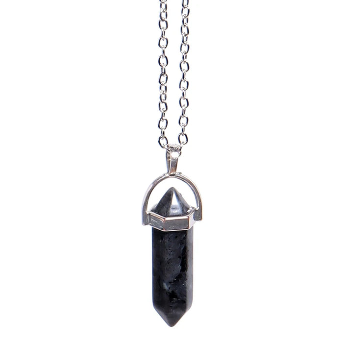 Natural Quartz Crystal Hexagonal Pillar Bullet Pendant Necklaces On Sale